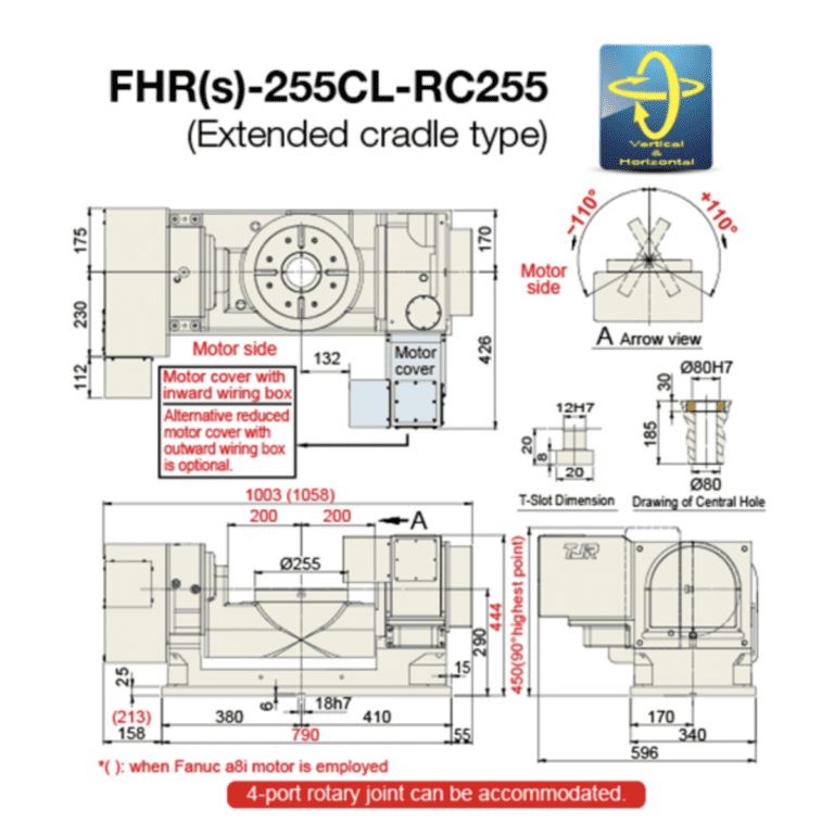 Наклонно - поворотный стол c ЧПУ с роликовым приводом TJR FHR-255CL-RC255
